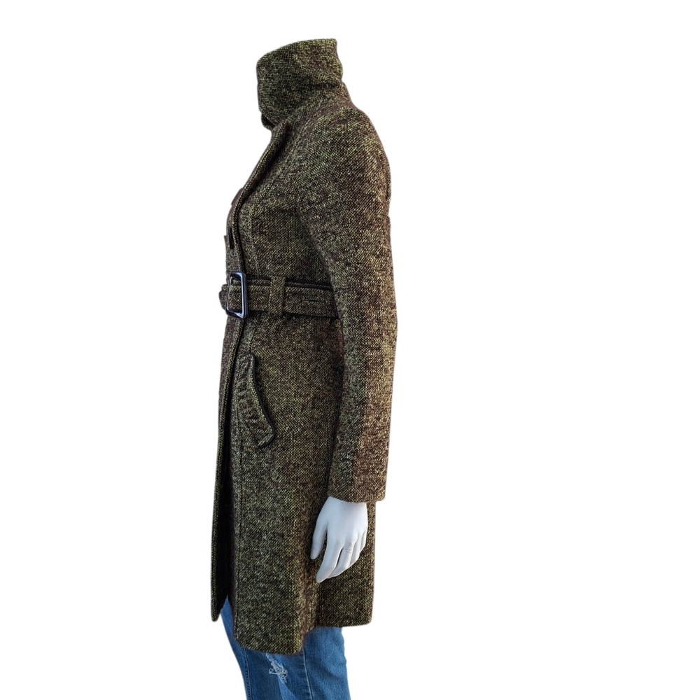 Soia & Kyo wool blend tweed Double Breasted dress coat green & brown Size M - Picture 7 of 15